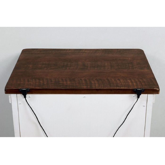 2 Drawer Nightstand With Brass Arch Pulls, Bedroom Furniture - Brown / Distressed White / Walnut