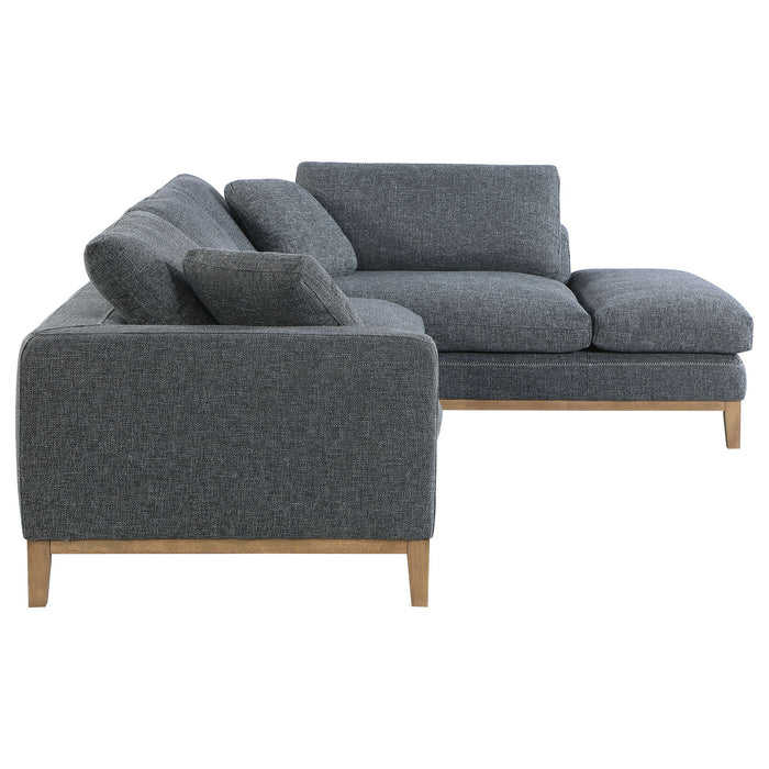 Harlan - L-Shape Upholstered Sectional With Pillows - Gray