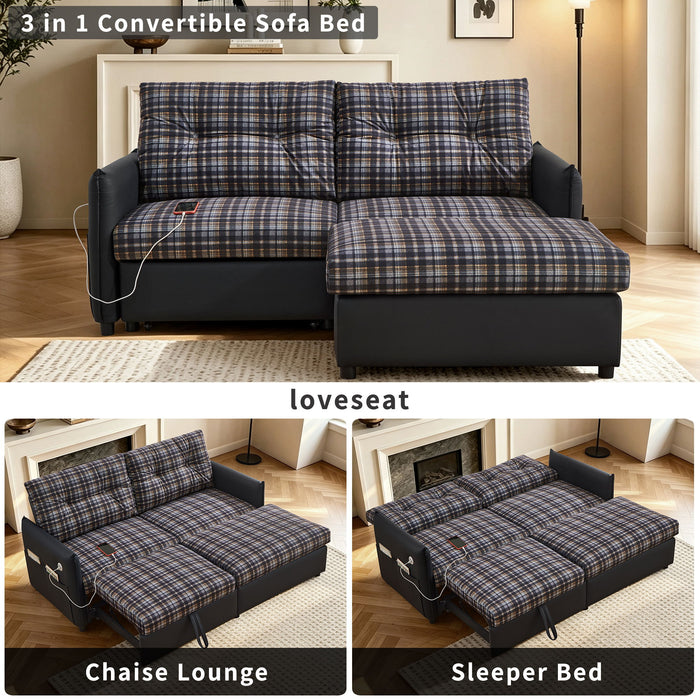 Sleeper Sofa, Expandable Sectional With Ottoman For Living Room