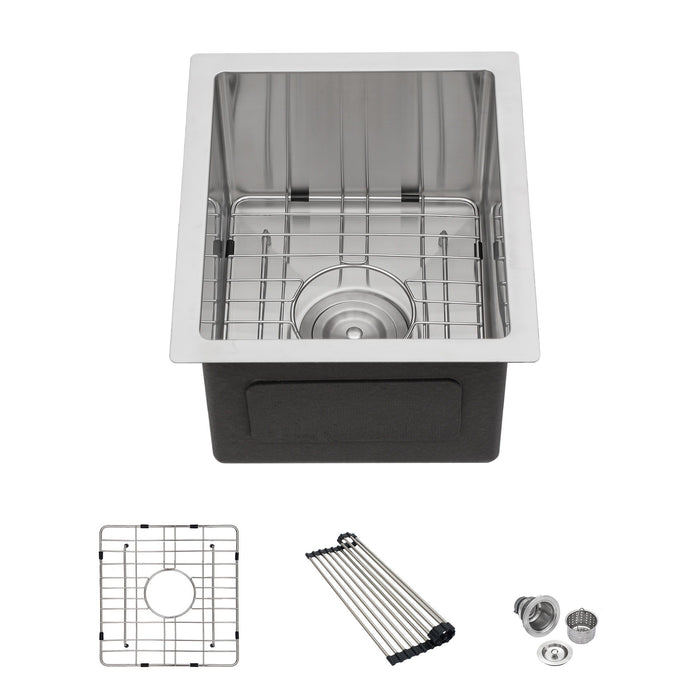 13" Undermount Kitchen Sink 16 Gauge Single Bowl - Brushed Nickel