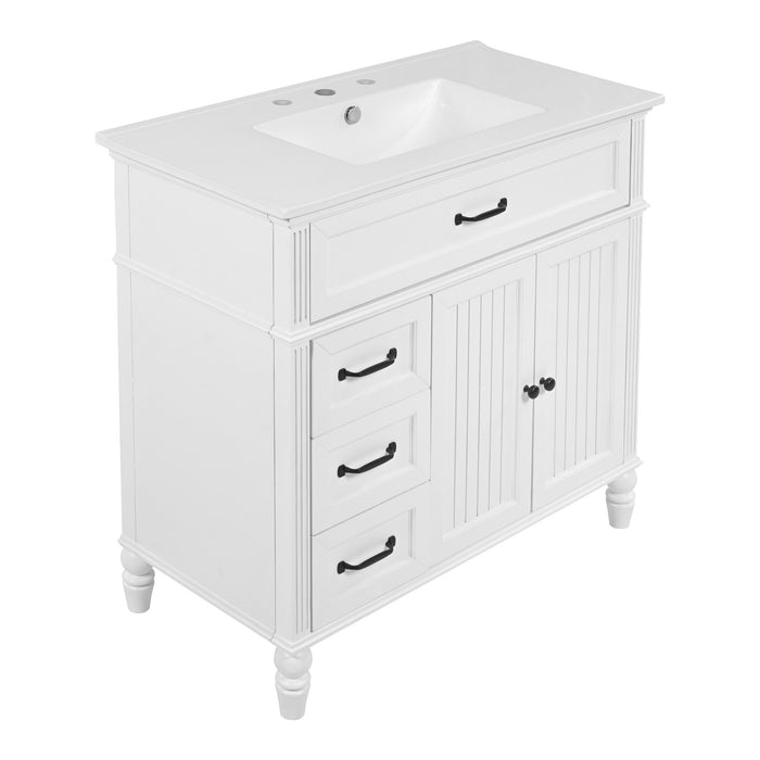 Bathroom Vanity With Sink, 2 Doors 2 Drawers, Freestanding Design