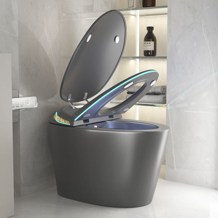 Unique Smart Toile With Built In Bidet, Auto Open / Close Seat, Foot Sensor, LED Display, Night Light, Warm Water & Dryer Ceramic