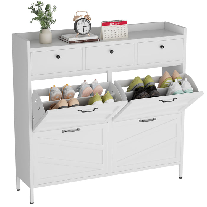 Shoe Cabinet With Flip Drawers