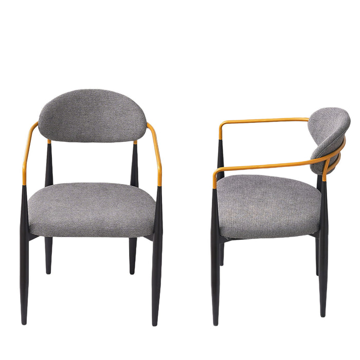 Modern Upholstered Dining Chair With Accented Armrests (Set of 2)