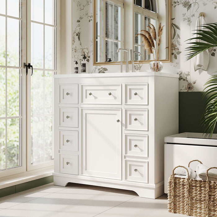 Modern Bathroom Vanity With Sink Combo, 6 Drawers And 1 Cabinet