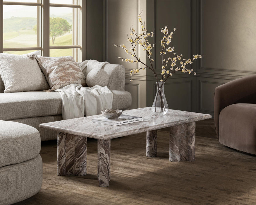 Bowman - Marble Rectangular Coffee Table - Rusty Gray