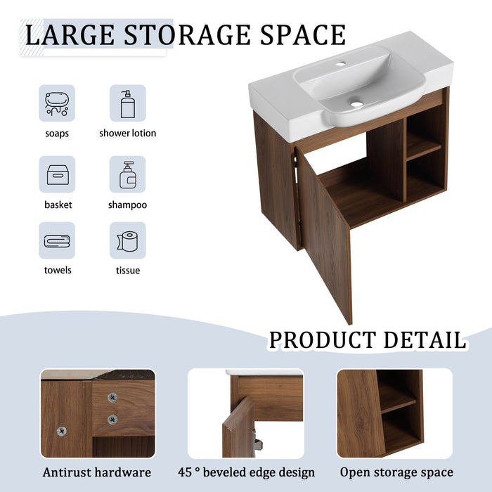 Wall Mounted Bathroom Vanity With Sink & Soft Close Door