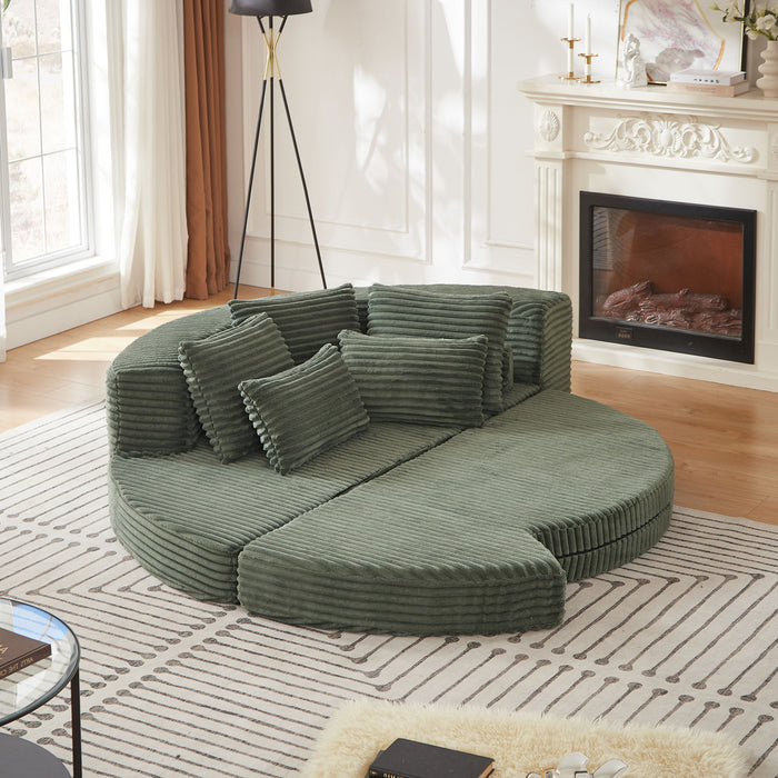 Semi Circular 2 In 1 Sofa Bed With Neck Pillow And Throw Pillows