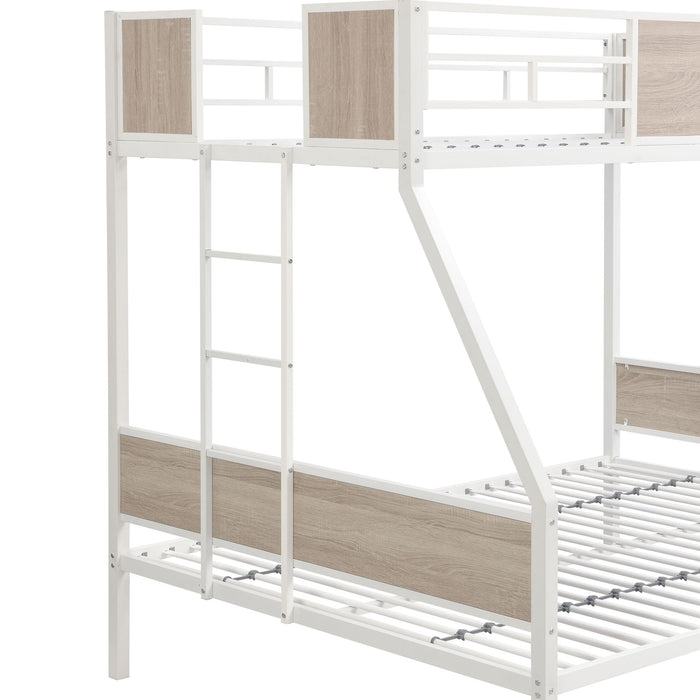 Modern Metal Bunk Bed With Side Ladders And Guardrail