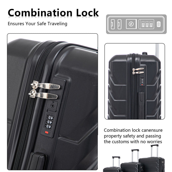 3 Pieces Set 20" / 24" / 28" Spinner Wheel Luggage With Combination Lock