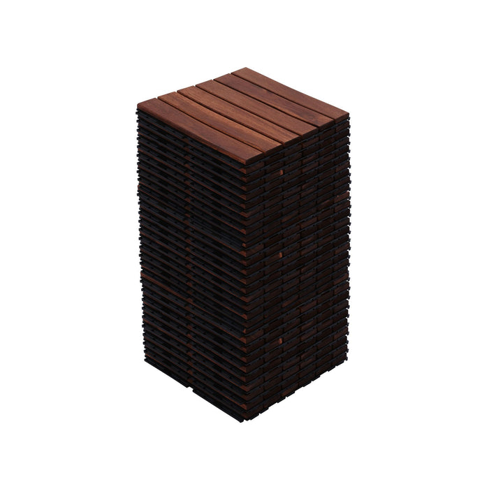 Interlocking Deck Tiles Striped Pattern, Waterproof Anti Mildew Brown