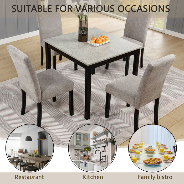 Modern 4 Person Dining Table Set With 4 Chairs