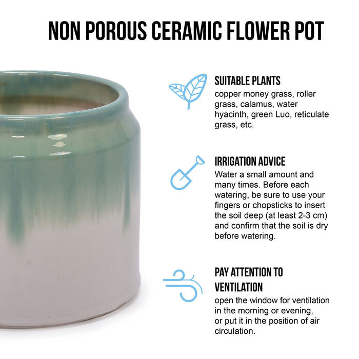 Gradient Flowerpot (Set of 2), Planter For Patio, Garden, Windowsill - White / Green