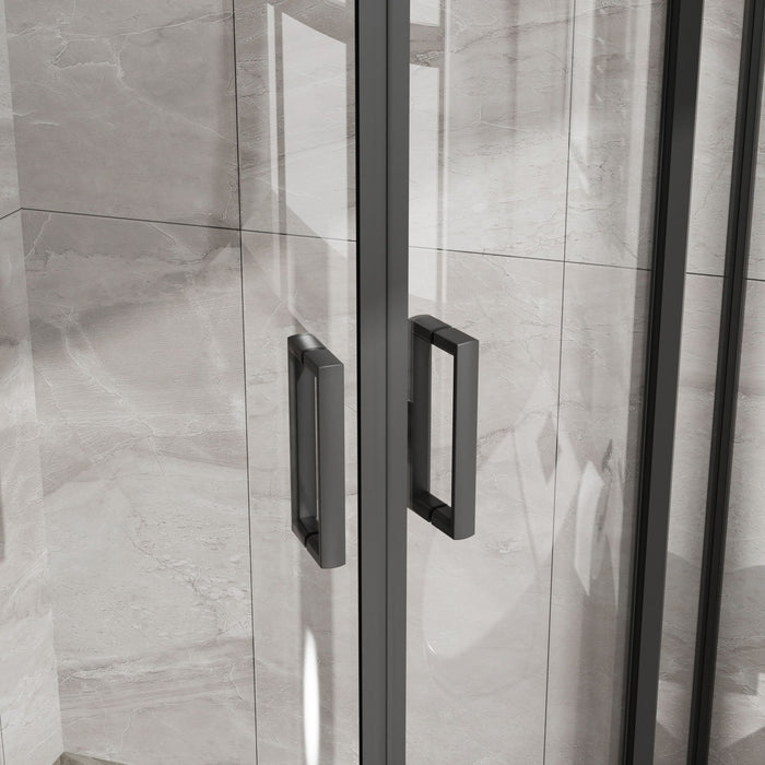 Corner Shower Door With Double Sliding - Matte Black