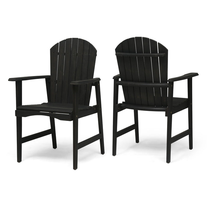 Outdoor Weather Resistant Acacia Wood Adirondack Dining Chairs (Set of 2)