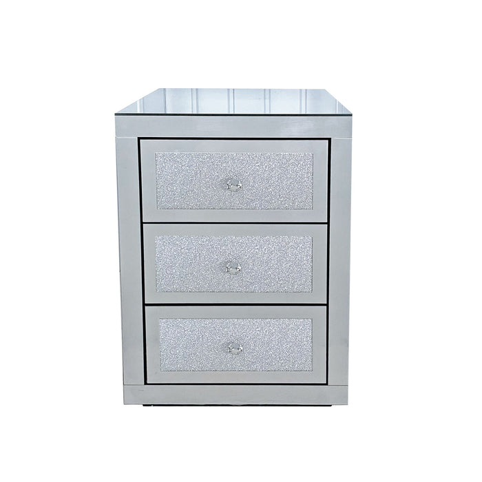 3 Drawer Nightstand - Silver