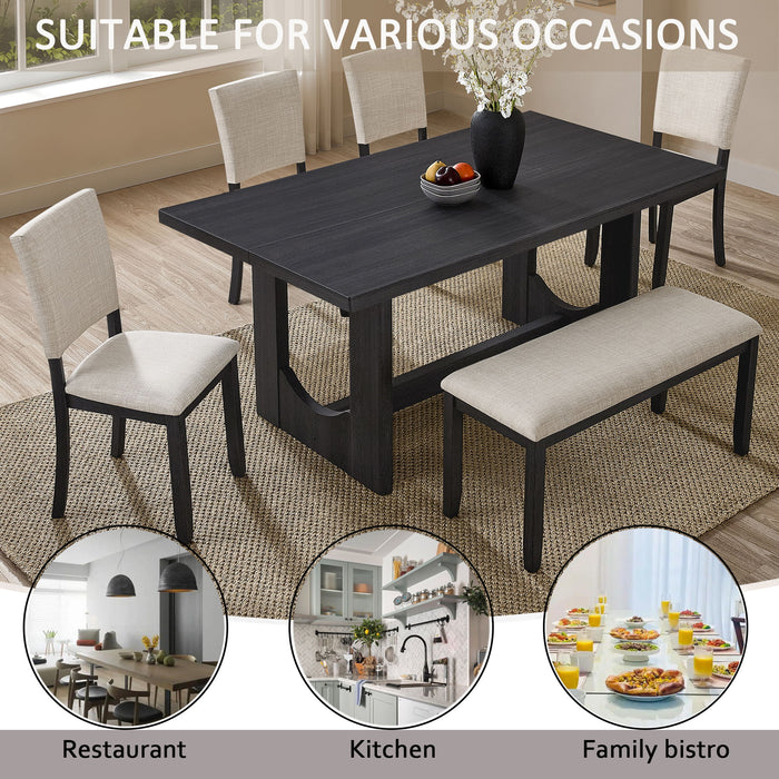Dining Table Set, Rectangular Kitchen Table With Upholstered Chairs