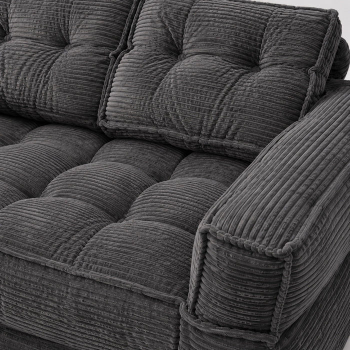 2 Seater Modular Corduroy Sofa With Chaise Lounge For Living Room