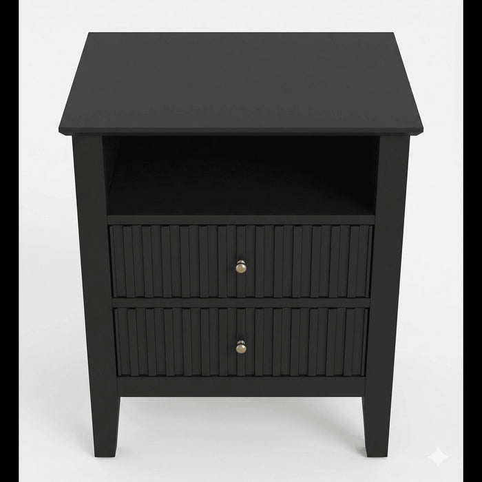 Fluted Nightstand With 2 Drawers