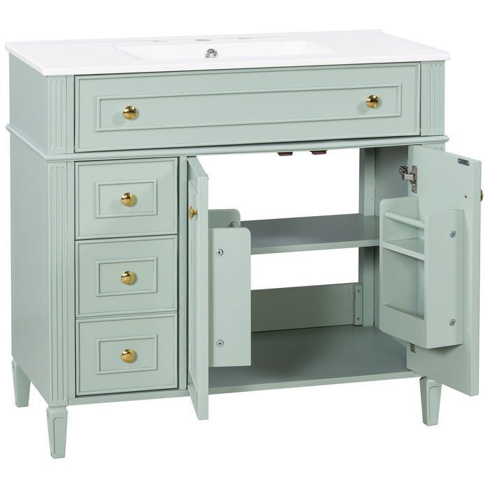 Bathroom Vanity With Sink, 3 Drawers & 2 Soft-Close Doors
