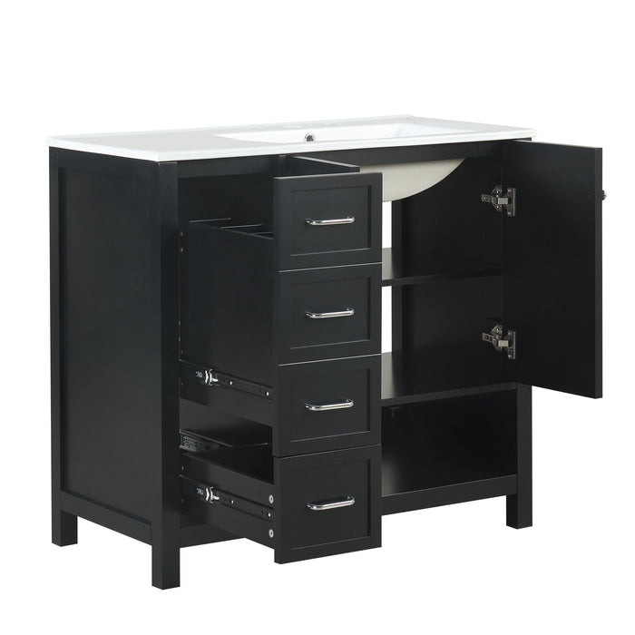 Bathroom Vanity With Sink Top, Bathroom Vanity Cabinet With 2 Doors And 2 Drawers, Open Shelf
