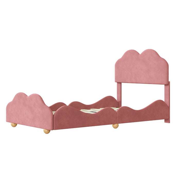 Upholstered Platform Bed With Cloud Shaped Board