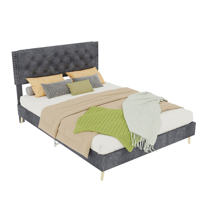 Upholstered Bed With Tufted Headboard