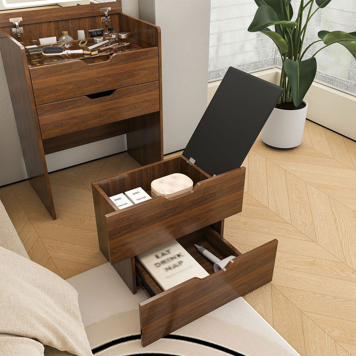Vanity Desk With Lighted Mirror & Stool