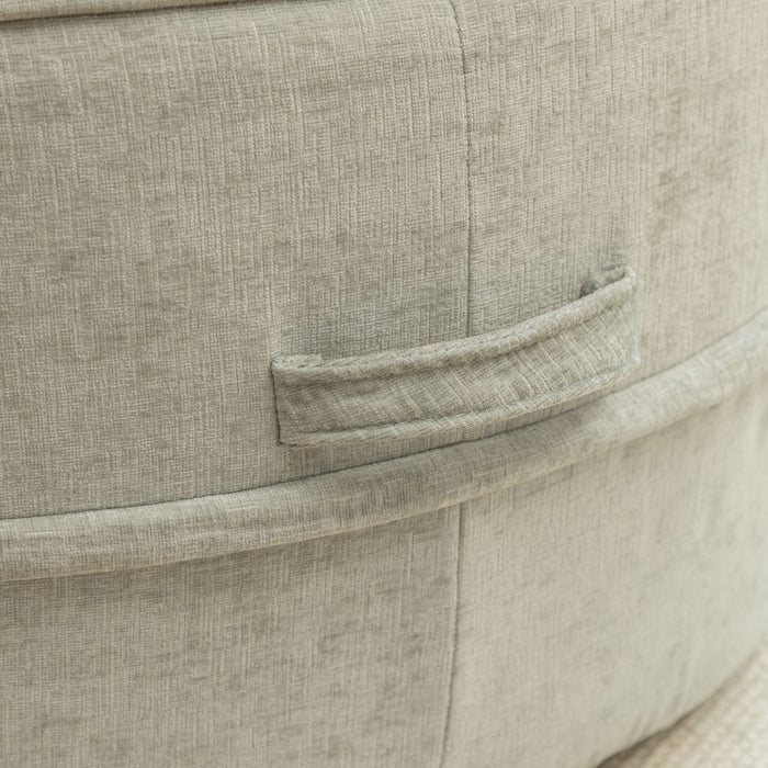 Modern Oversized Round Barrel Accent Chair With Ottoman