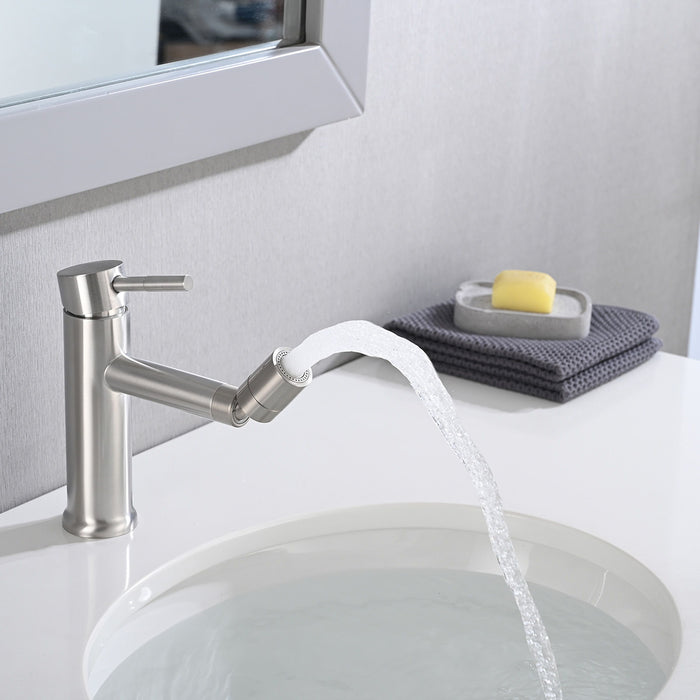 2 Mode Bathroom Faucet With 360 Degree Rotating Aerator For Sink