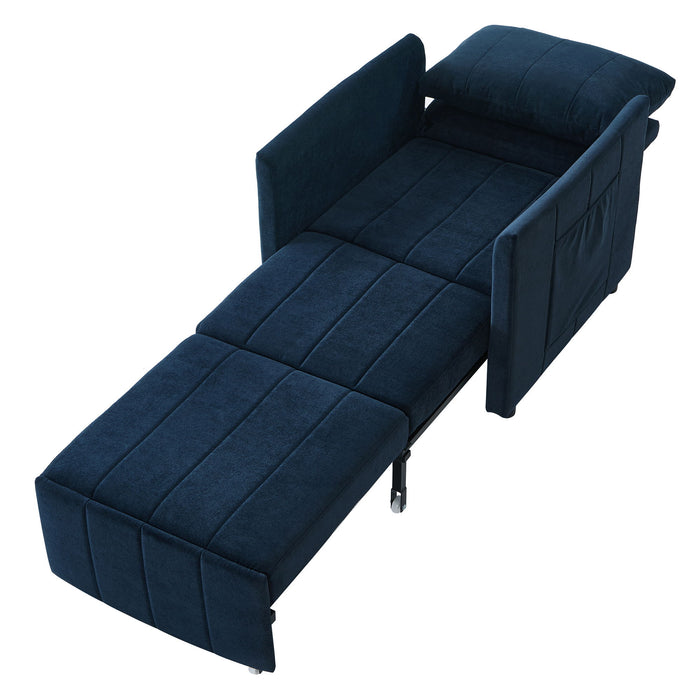 Upholstered Convertible Sleeper Sofa With 5 Position Backrest, Side Pockets, Storage