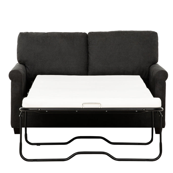 Convertible Twin Sleeper Sofa With USB Ports, 2 Seater Upholstered Loveseat - Dark Gray