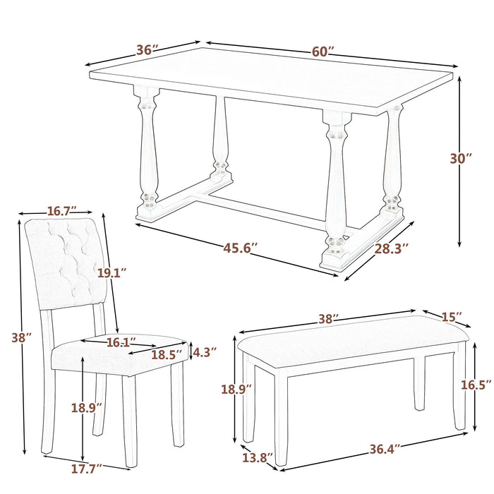 6 Piece Dining Set Retro Style