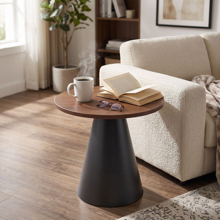 Nesting Coffee Table, Adjustable Foot Pads For Living Room (Set of 2) - Walnut / Black