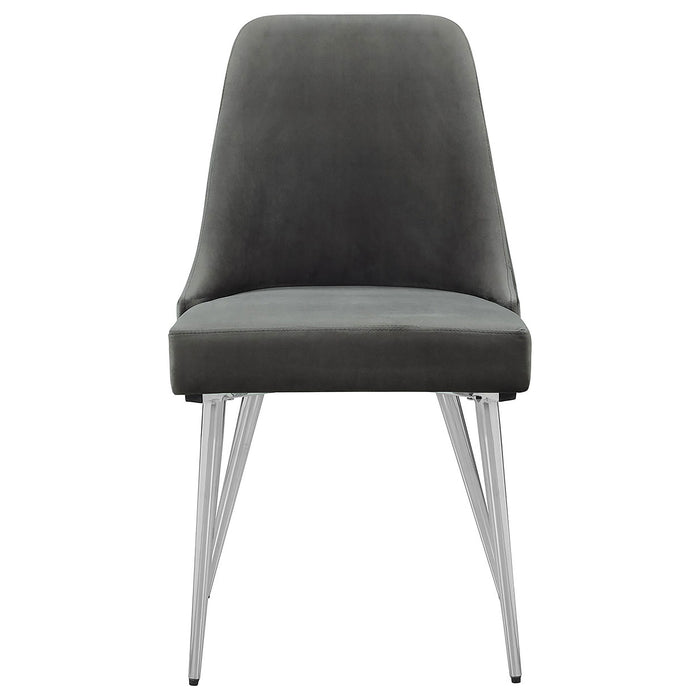 Padded Side Chair Of 2) With Upholstered Seat And Polished - Gray