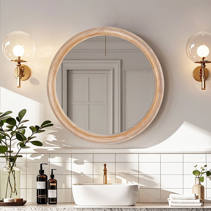 Round Wall Mirror With Ribbed Frame