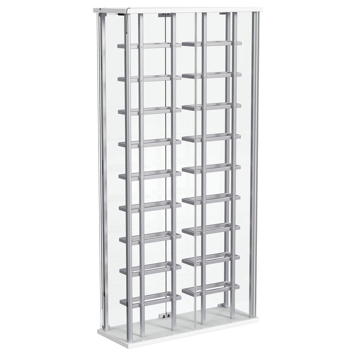 Wine Storage LED Curio Cabinet - Chrome
