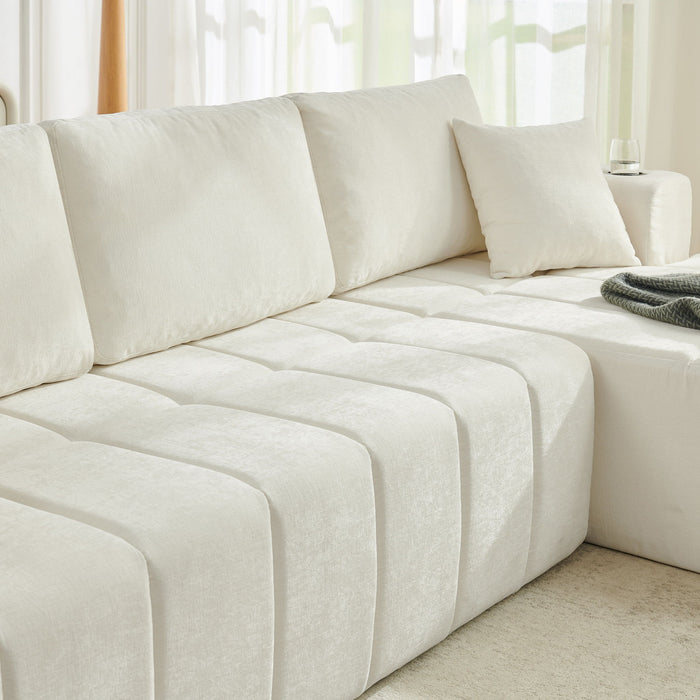 L - Shaped Sectional Sofa With Cup Holders & Side Pockets