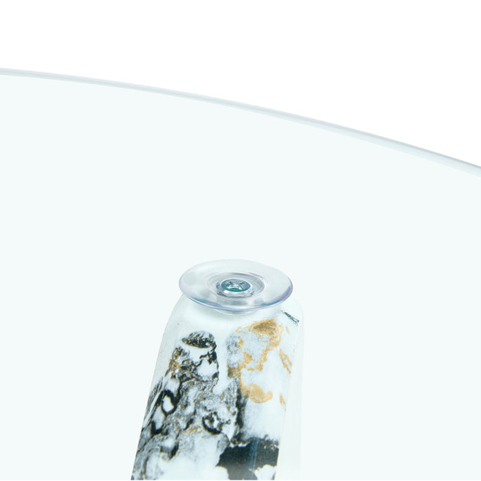 Modern Round Glass Coffee Table With Tempered Glass