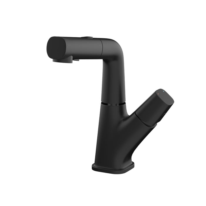 Pull Down Bathroom Sink Faucet With Three Water Modes And Construction - Matte Black