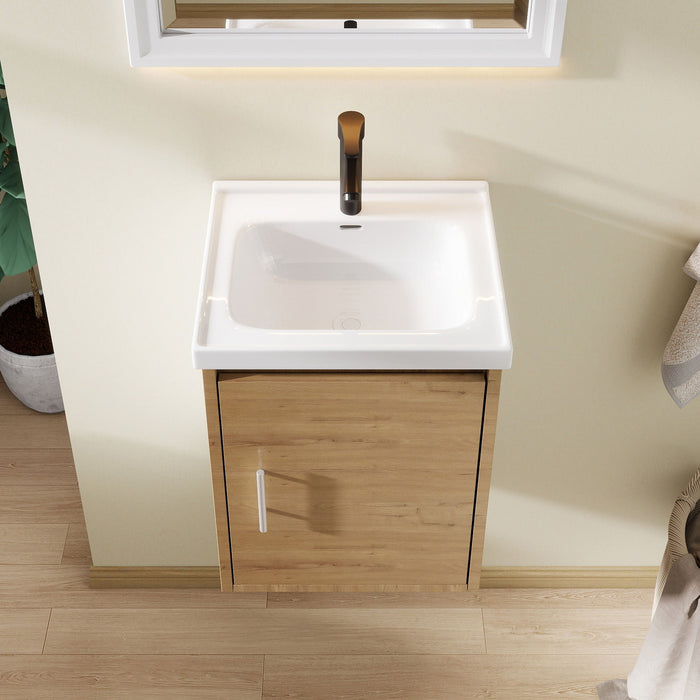 Floating Bathroom Vanity Combo, Wall Mounted Cabinet With Sink & Soft Close Doors For Small Bathrooms