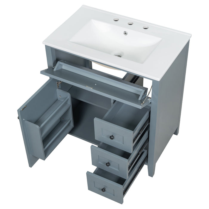 Bathroom Vanity With Sink, 3 Drawers And Adjustable Shelf