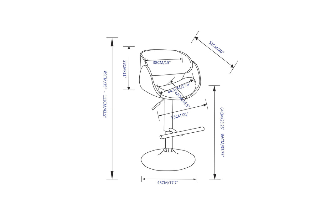 Amery - Mid Century Modern Adjustable Swivel Bar Stool