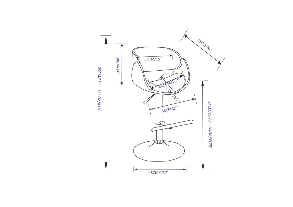 Amery - Mid Century Modern Adjustable Swivel Bar Stool