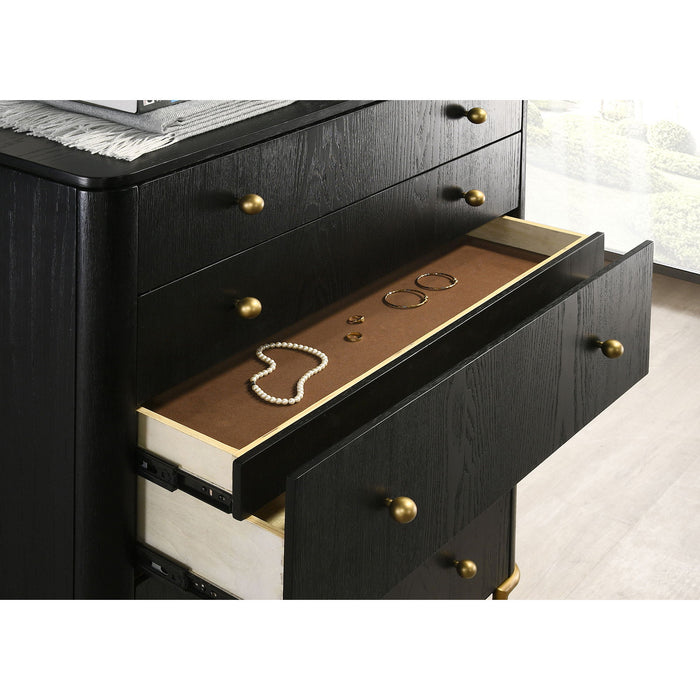 Anser - 5 Drawer Chest, Bedroom Storage Furniture - Black