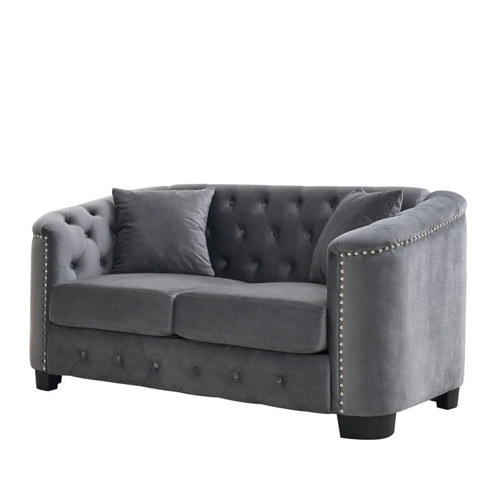 Modern Chesterfield Sofa With Tufted Backrest For Living Room
