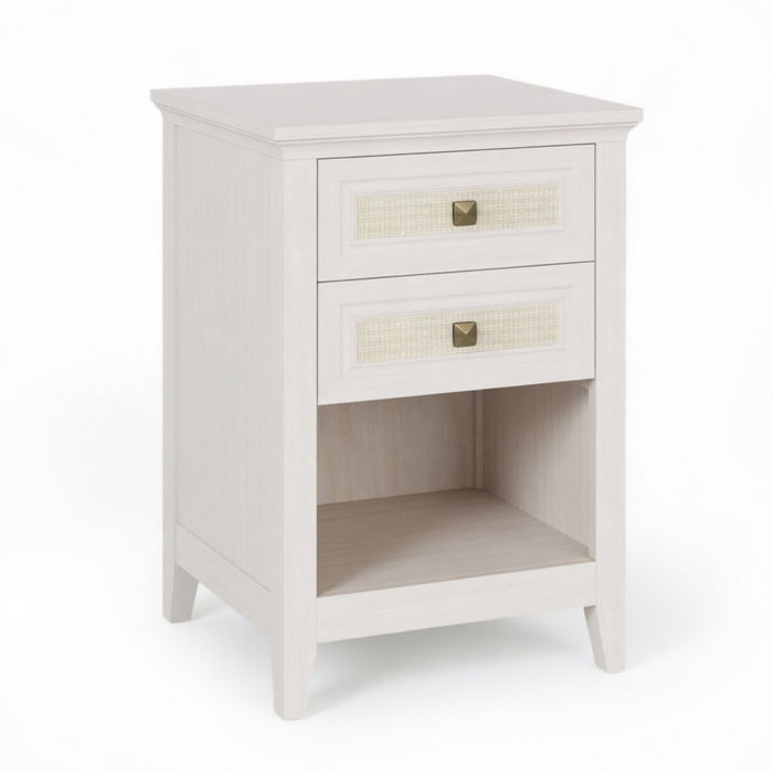 Nightstand With 2 Drawers & Shelf - White