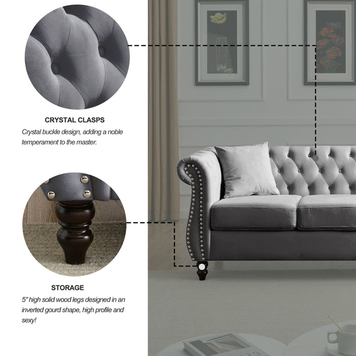 Chesterfield Sofa With Rolled Arms And Nailhead Trim