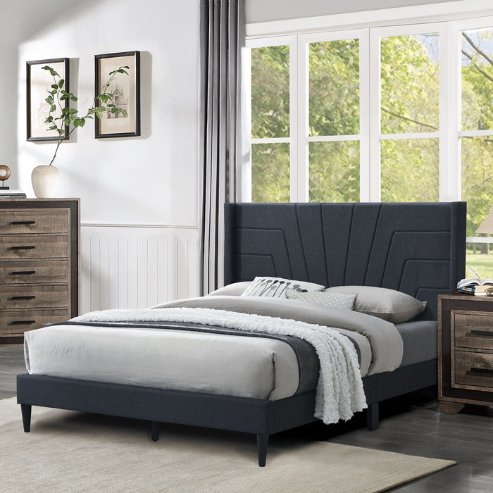 Eastern King Size Bed, Upholstered Platform Bedframe - Charcoal