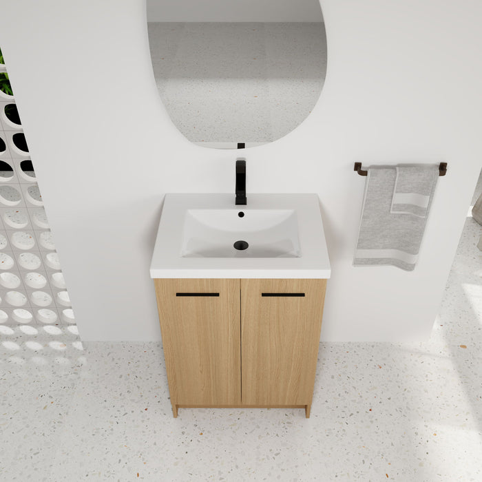 Floating Bathroom Vanity With Sink, Wall Mounted Double Door Storage